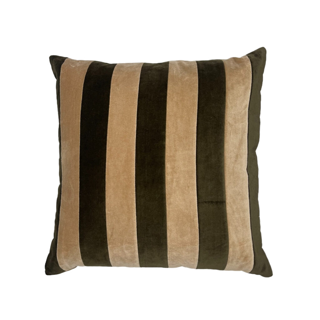 20x20 inches brown and golden velvet striped design pillow case