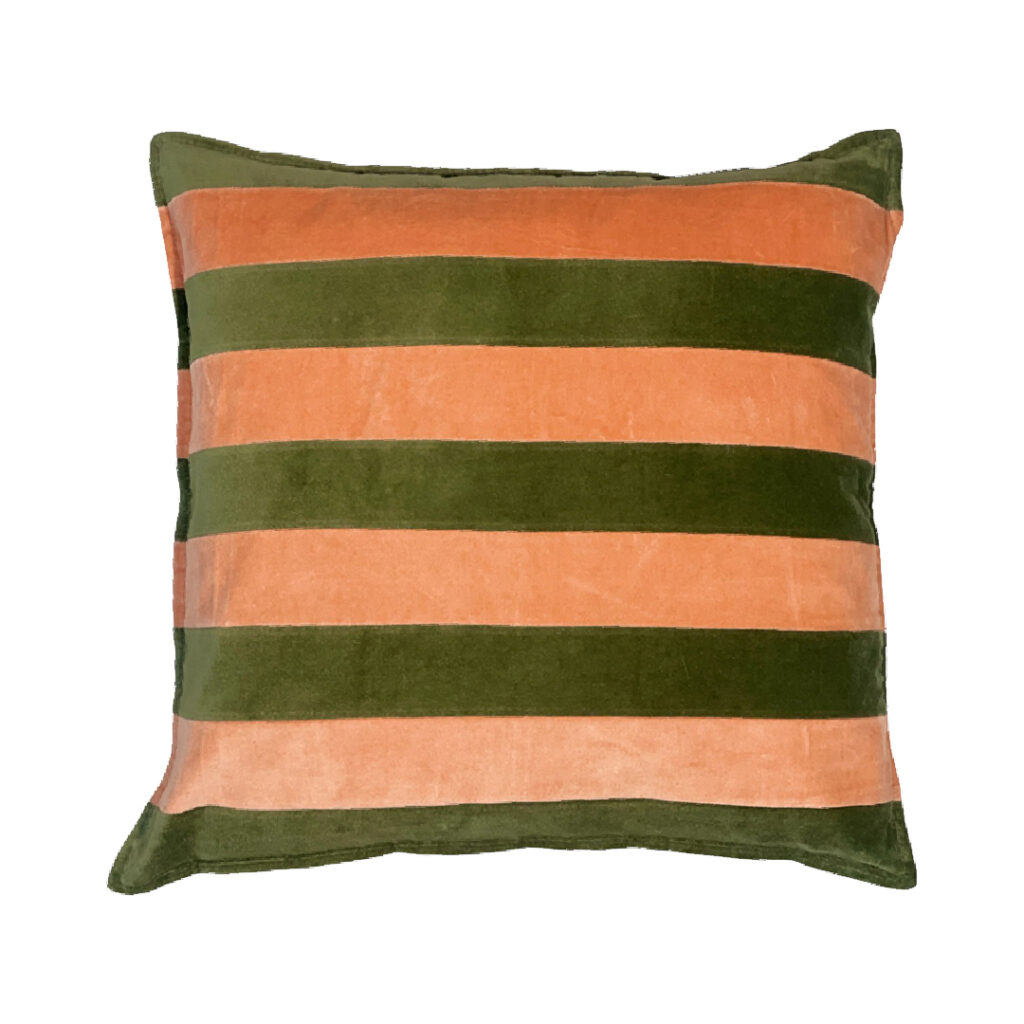 20x20 inches green and orange striped design soft pillow case 